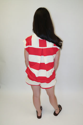 Boardwalk Stroll Stripe Cap Sleeve Knit Top - The Pink Tulip Clothing