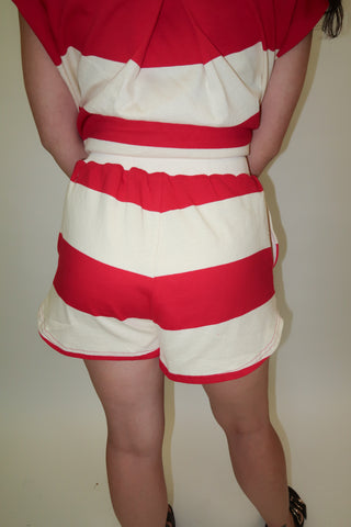 Boardwalk Stroll Wide Stripe Knit Shorts - The Pink Tulip Clothing