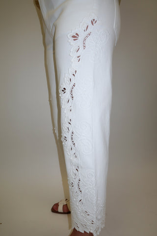Worth Mentioning Lace Detail White Jeans - The Pink Tulip Clothing