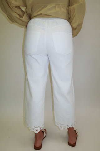 Worth Mentioning Lace Detail White Jeans - The Pink Tulip Clothing