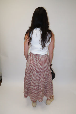 Picnic Favorite Tiered Gingham Midi Skirt - The Pink Tulip Clothing