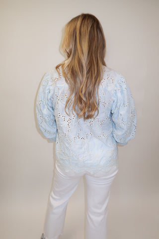 Fresh Pick Floral Eyelet Button Front Blouse - The Pink Tulip Clothing
