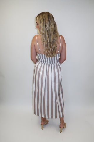 Coastal Calling Stripe Spaghetti Strap Midi Dress - The Pink Tulip Clothing