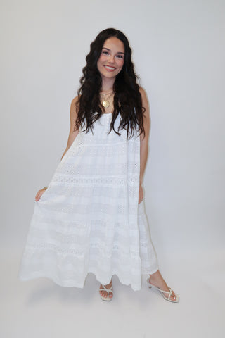 White Sands Tiered Spaghetti Strap Midi Dress - The Pink Tulip Clothing