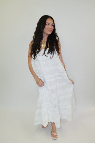 White Sands Tiered Spaghetti Strap Midi Dress - The Pink Tulip Clothing