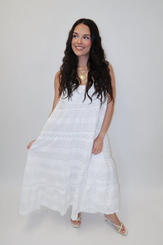 White Sands Tiered Spaghetti Strap Midi Dress - The Pink Tulip Clothing