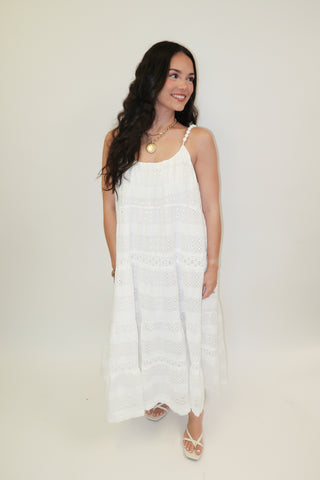 White Sands Tiered Spaghetti Strap Midi Dress - The Pink Tulip Clothing