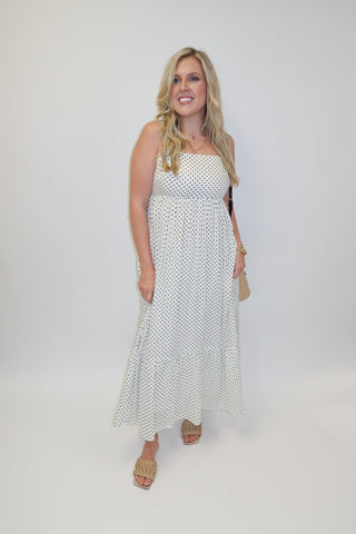 Well Spotted Polka Dot Empire Tie Back Midi Dress - The Pink Tulip Clothing