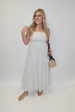 Well Spotted Polka Dot Empire Tie Back Midi Dress - The Pink Tulip Clothing