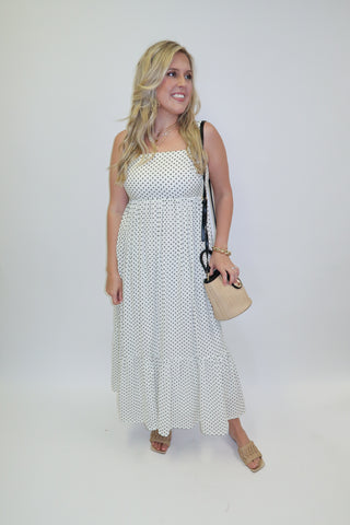 Well Spotted Polka Dot Empire Tie Back Midi Dress - The Pink Tulip Clothing