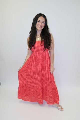 Well Spotted Polka Dot Empire Tie Back Midi Dress - The Pink Tulip Clothing