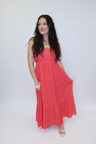 Well Spotted Polka Dot Empire Tie Back Midi Dress - The Pink Tulip Clothing
