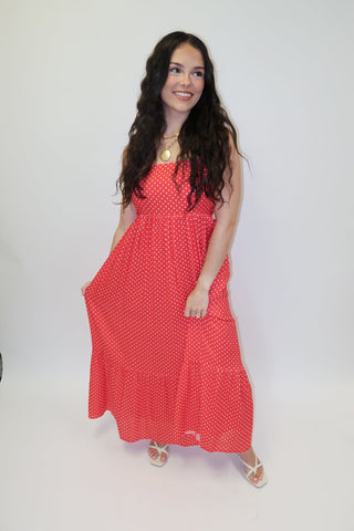 Well Spotted Polka Dot Empire Tie Back Midi Dress - The Pink Tulip Clothing