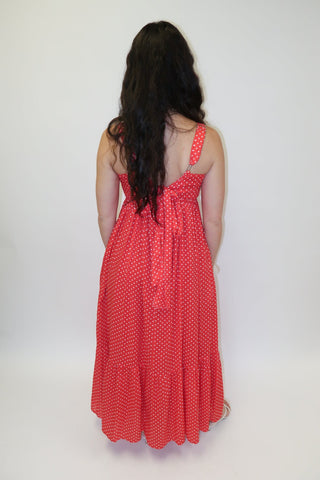 Well Spotted Polka Dot Empire Tie Back Midi Dress - The Pink Tulip Clothing