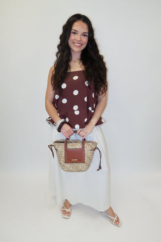 Tie It Together Brown Polka Dot Back Tie Tank Top - The Pink Tulip Clothing