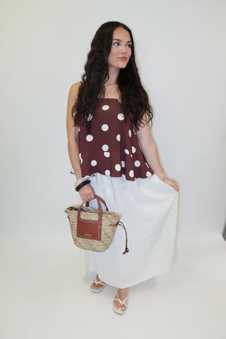 Tie It Together Brown Polka Dot Back Tie Tank Top - The Pink Tulip Clothing