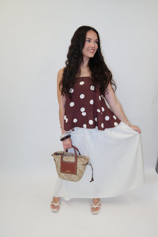 Tie It Together Brown Polka Dot Back Tie Tank Top - The Pink Tulip Clothing