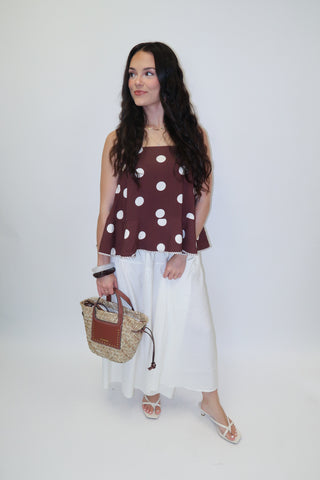 Tie It Together Brown Polka Dot Back Tie Tank Top - The Pink Tulip Clothing