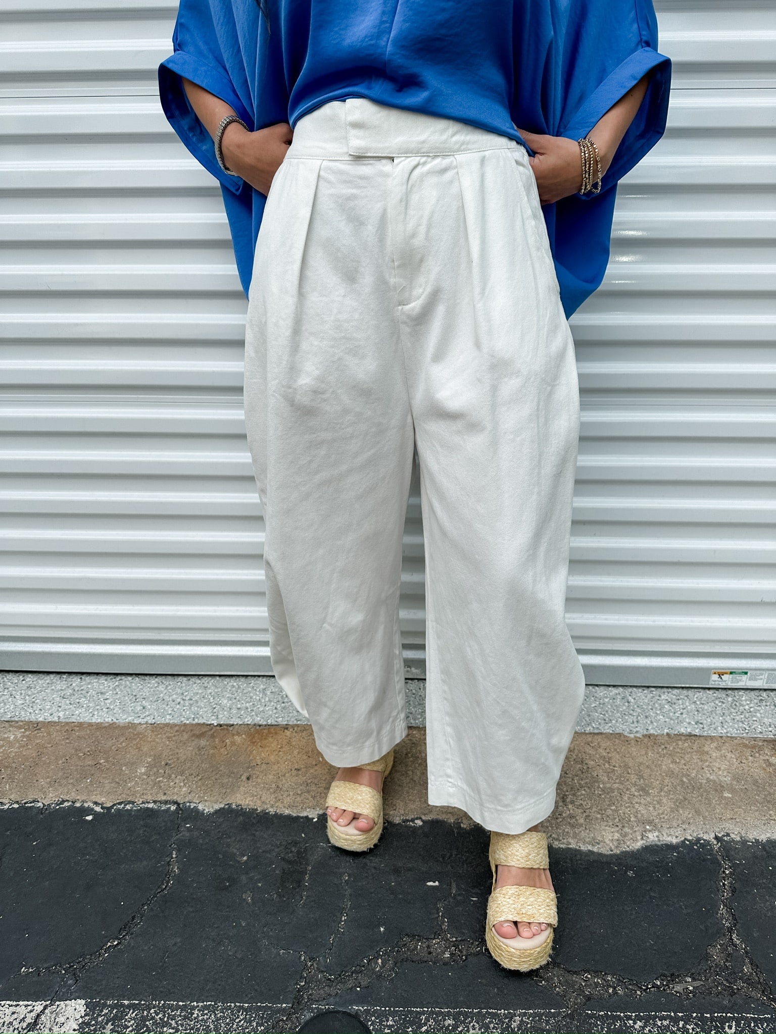 White Denim Barrel Pant