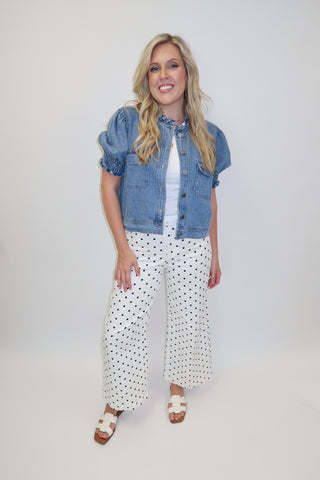 Denim Days Puff Sleeve Pocket Jacket - The Pink Tulip Clothing