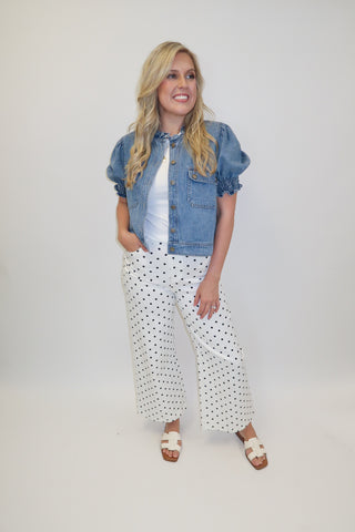Denim Days Puff Sleeve Pocket Jacket - The Pink Tulip Clothing