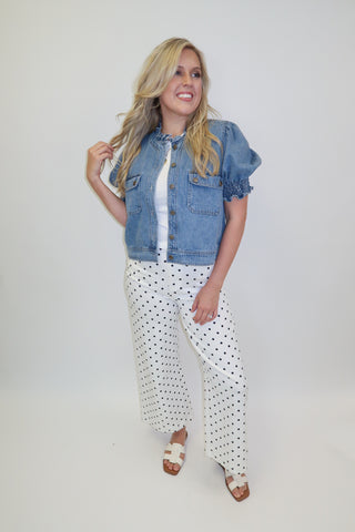 Denim Days Puff Sleeve Pocket Jacket - The Pink Tulip Clothing