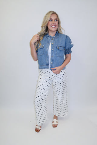 Denim Days Puff Sleeve Pocket Jacket - The Pink Tulip Clothing