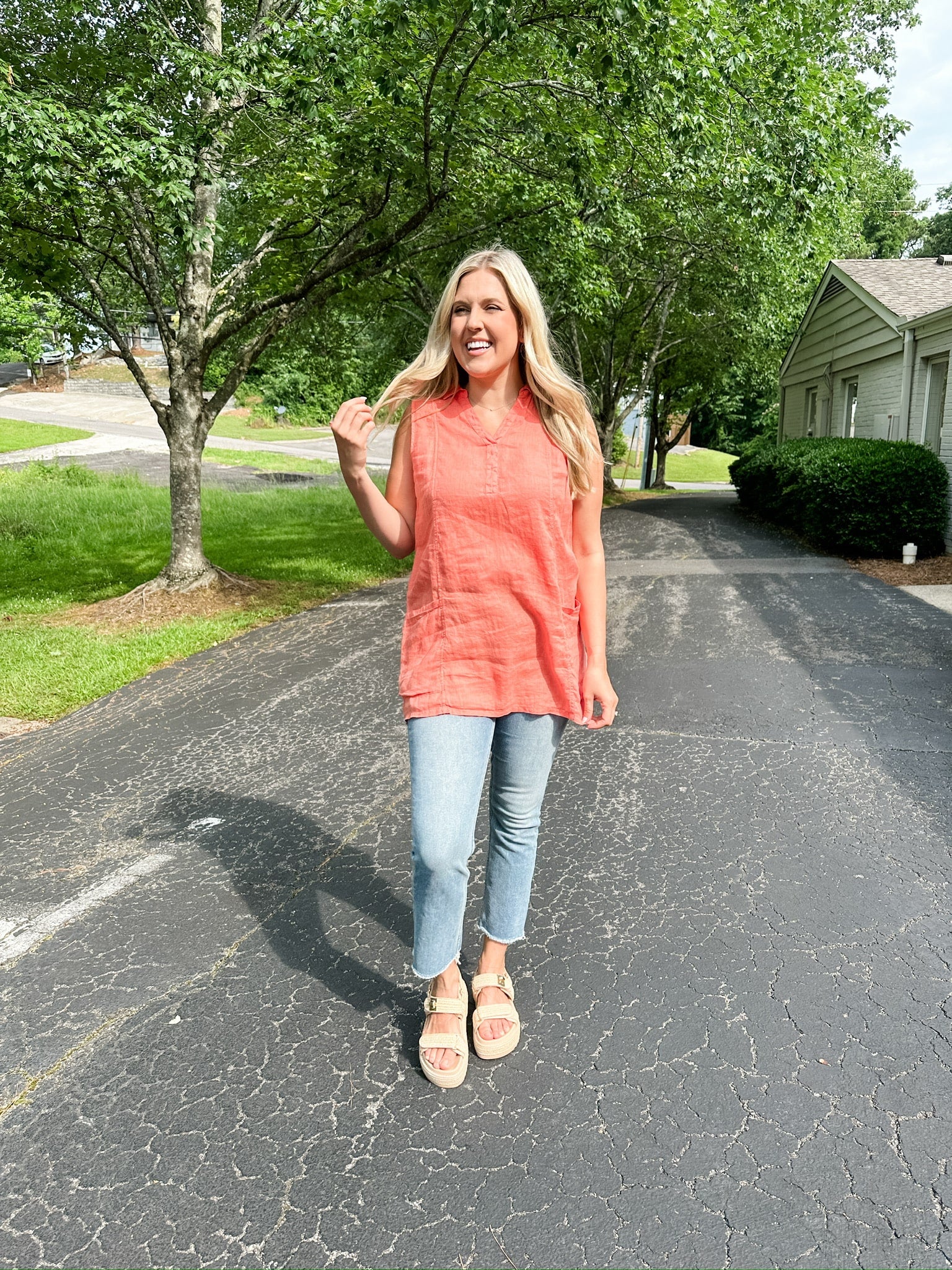 Sleeveless Tunic Linen Top