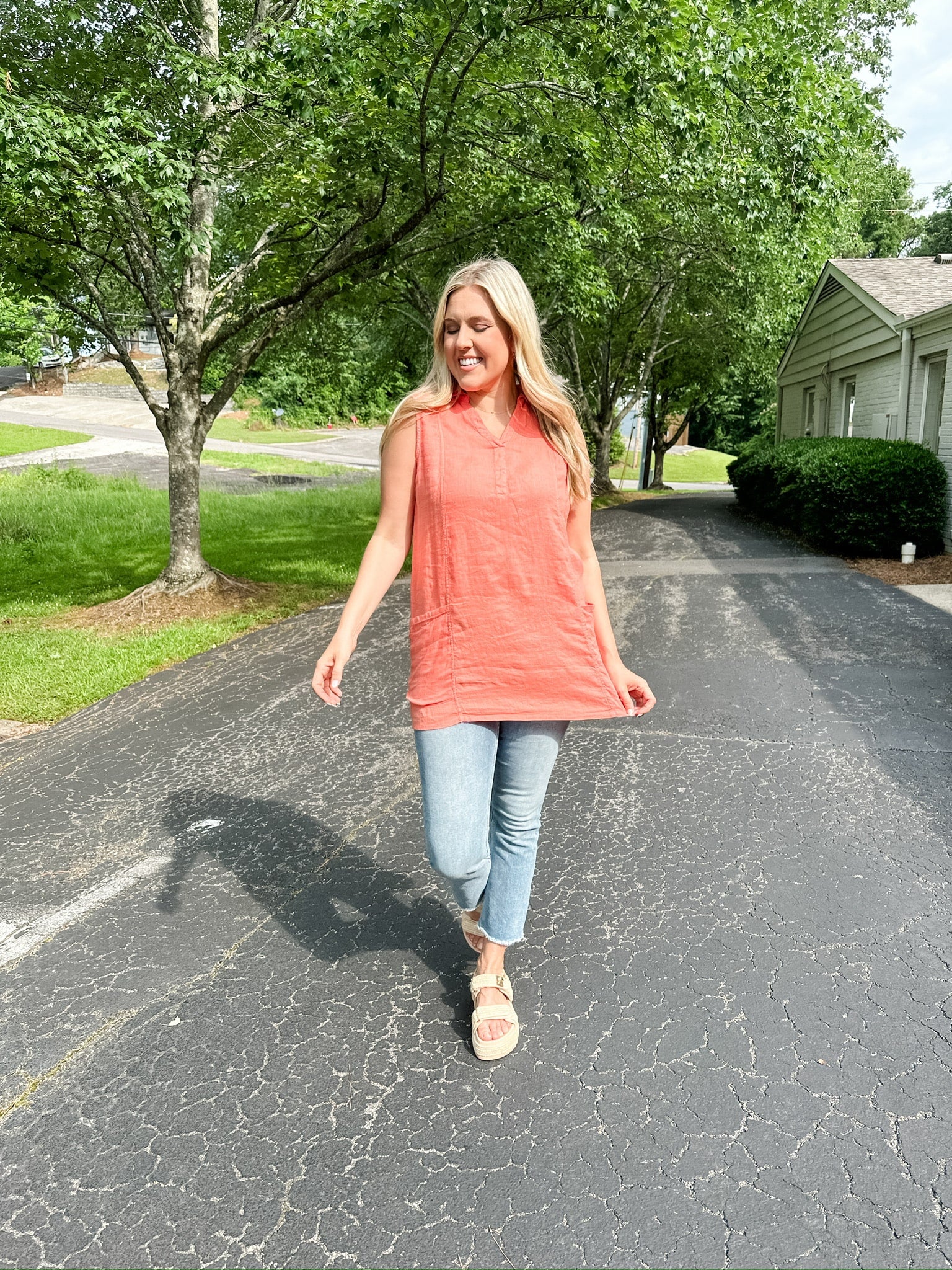 Sleeveless Tunic Linen Top