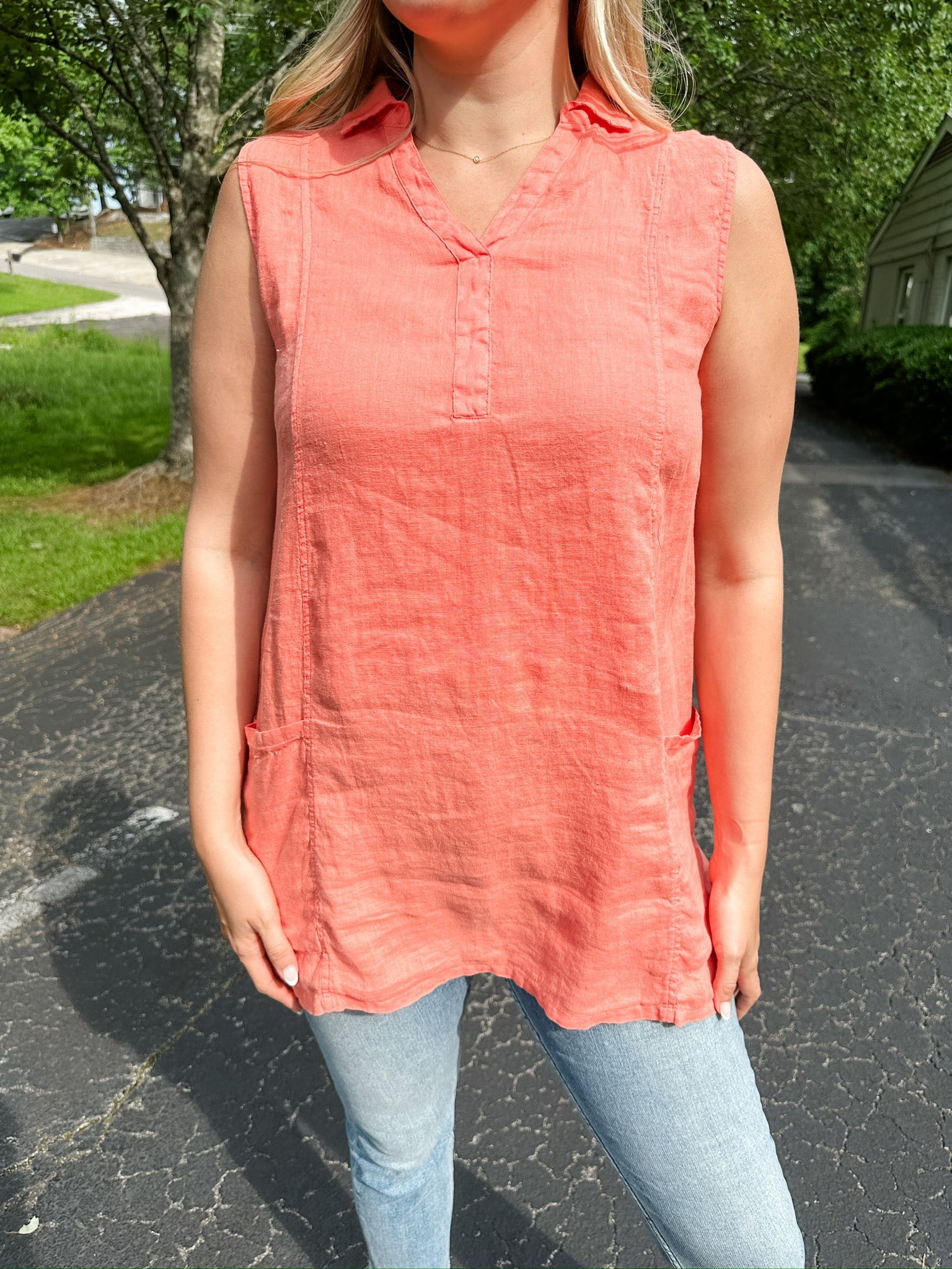 Sleeveless Tunic Linen Top