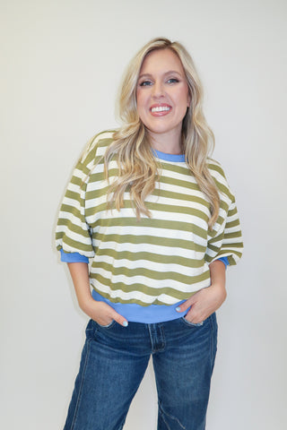 Easy Rhythm Stripe Knit Top
