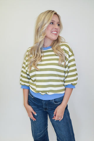 Easy Rhythm Stripe Knit Top