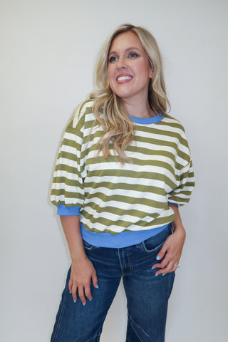 Easy Rhythm Stripe Knit Top