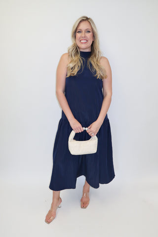 Ocean Air Halter Ruffle Midi Dress