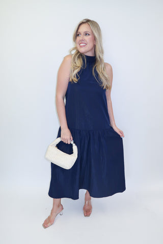 Ocean Air Halter Ruffle Midi Dress
