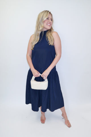 Ocean Air Halter Ruffle Midi Dress