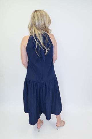 Ocean Air Halter Ruffle Midi Dress