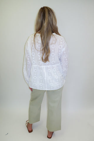Talk Of The Town Embroidered Lace V-Neck Top - The Pink Tulip Clothing