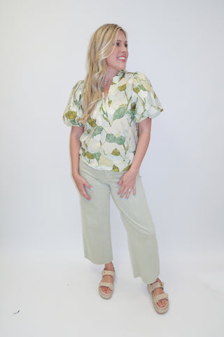 Naturally Yours Leaf Print Top