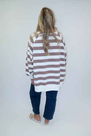 Off The Clock Wide Stripe Sweatshirt - The Pink Tulip Clothing
