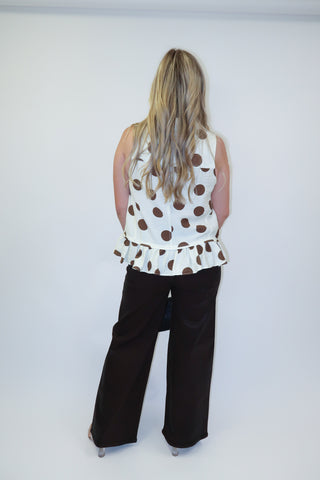 Written In Dots Polka Dot Peplum Button Front Top - The Pink Tulip Clothing