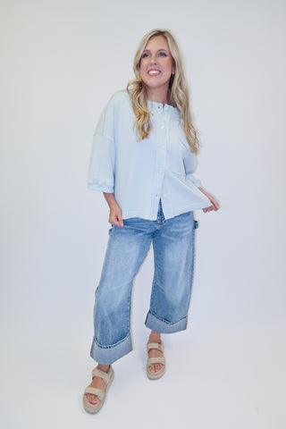 Easy Decision Boxy Button Front Sweatshirt - The Pink Tulip Clothing