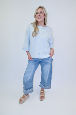 Easy Decision Boxy Button Front Sweatshirt - The Pink Tulip Clothing