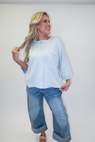 Easy Decision Boxy Button Front Sweatshirt - The Pink Tulip Clothing