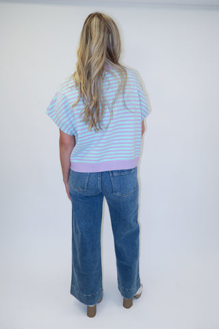Meet Me There Two-Tone Striped Knit Sweater Top - The Pink Tulip Clothing