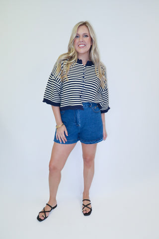Light Layers Striped Ribbed Button Front Cardigan - The Pink Tulip Clothing