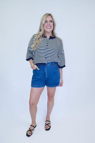 Light Layers Striped Ribbed Button Front Cardigan - The Pink Tulip Clothing