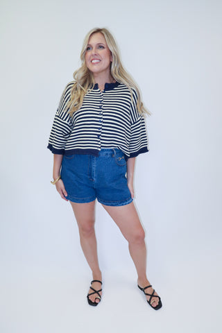 Light Layers Striped Ribbed Button Front Cardigan - The Pink Tulip Clothing