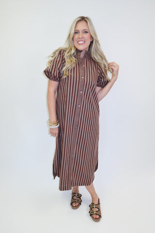 Meet Me On Main Button Front Stripe Midi Dress – The Pink Tulip Clothing