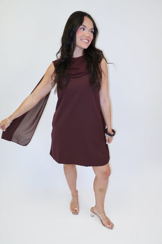 Champagne Plans Sleeveless Scarf Neck Mini Dress